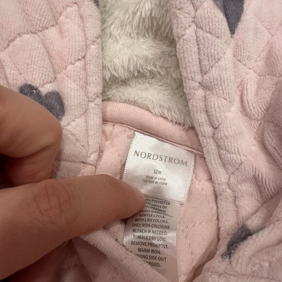 Nordstrom Pink Heart Quilted Bear Ears Bunting - Picture 11 of 11